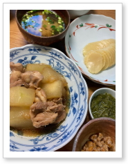 冬瓜と鶏肉の煮物｜納豆｜味噌汁｜コーディネートスタジオふろしき